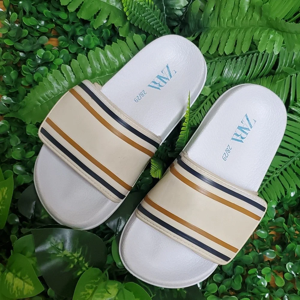ZARA Kids Toddler Stripe Slides EUR Size 28/29 U.S. Size 11/11